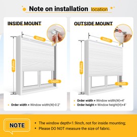Blackout Cellular Shades Cordless Blinds Window Shades for Home, 22W x 48H, White(Blackout)
