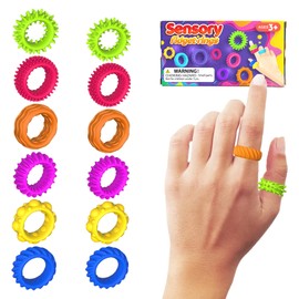 12 Pack Fidget Toy Sensory Rings for Kids,Finger Rings,Texture Stress Finger Toys,Anxiety & Stress Relief Fidget Toys for Kids,Fun Toys for Adults for ADHD Classrooms,Quiet Anxiety Relief in Class