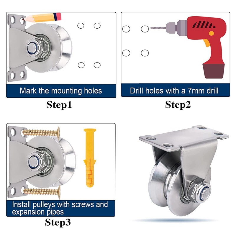 EGV 2" U Groove Wheel Pulley Stainless Steel Pulley Block