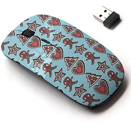 2.4G Wireless Mouse with Cute Pattern Design for All Laptops and Desktops with Nano Receiver - Christmas Various Gingerbread