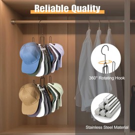 1 Packs Metal Hat Hangers for Closet, Stainless Steel Hat Organizer, Hat Racks for Baseball Caps, Cap Organizer for Baseball Caps (Black Set 1)