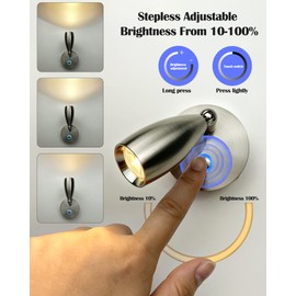 THALASSA Camper Reading Light RV 12V Fixtures Interior Lights Fixture Bedside Wall Sconce Indoor for Marine Caravan Van Brushed Nickel Small Lampholder Warm White LED 3W