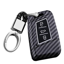 ontto Car Smart key fob cover Fit For VW Tiguan MK2 Arteon Atlas Magotan Passat B8 CC Passt for Skoda Karoq Octavia Superb A7 ABS Plastic key Shell case Keyring keychain Protector Black C