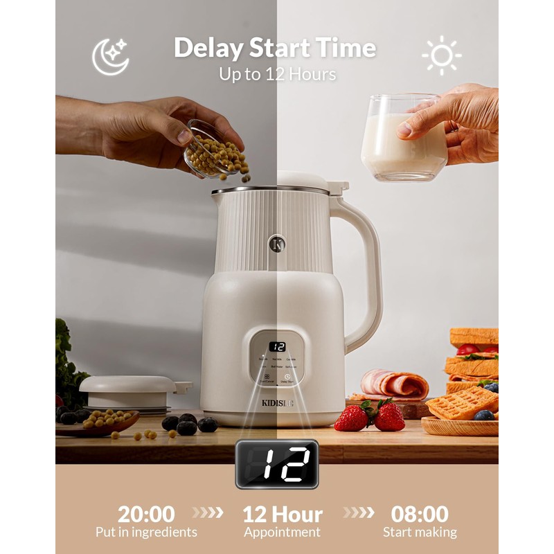 KIDISLE 6 in 1 Automatic Nut Milk Maker Blender, 20oz