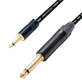 Mono Mini Jack to Mono Jack Lead. 3.5mm Mini jack to 6mm Jack Cable. Guitar. (2m, Black)