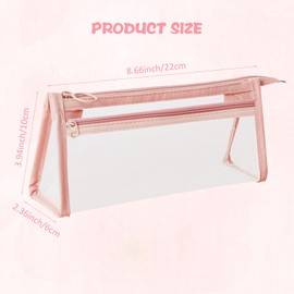 2PCS Large Pencil Case with Double Zipper, Clear Pencil Case for Stationery Supplies, Aesthetic Pencil Case Cute Pencil Case Kids Clear Pencil Case (Pink and Blue)