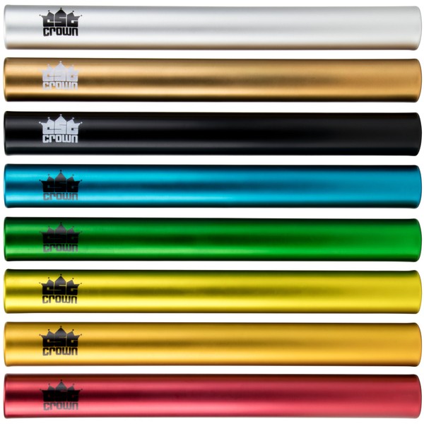Crown Sporting Goods Standard Junior-Size Aluminum Track & Field Relay Batons-Set of 8 Assorted Colors
