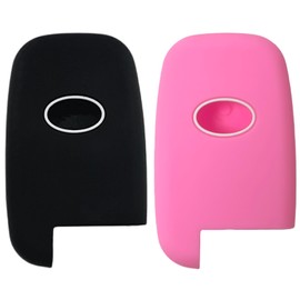 REPROTECTING Silicone Rubber Key Fob Cover Compatible with 2007-2017 Hyundai Azera Elantra GT Equus Genesis Santa Fe Tucson Veloster Veracruz Kia Forte Optima Sorento Sportage (Black Pink)