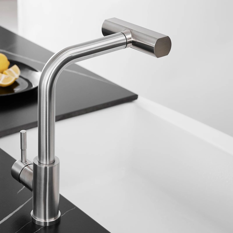 Modern Single Handle 360° Swivel Stainless Steel Waterfall Kitchen Faucet