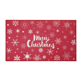 CAROMIO Christmas Doormat Merry Christmas Door Mat Red Snowflakes Non-Slip Indoor Outdoor Front Door Doormat Living Room Bedroom Entrance Rug Kitchen Floor Mat Home Festive Decoration 20" x 32"