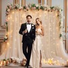 10x10ft Champagne Tulle Backdrop Curtain with Lights String for Parites,