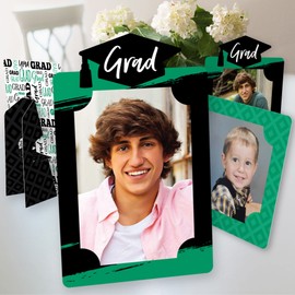 Big Dot of Happiness Green Grad - Best is Yet to Come - Green Graduation Party 4x6 Picture Display - Paper Photo Frames - Set of 12