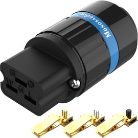 Monosaudio 99.998% F124G Pure Copper Power Plug 20A IEC C19 Socket Socket, Audiophile Audio Connection 4N High End IEC Plug (Gold-Plated)