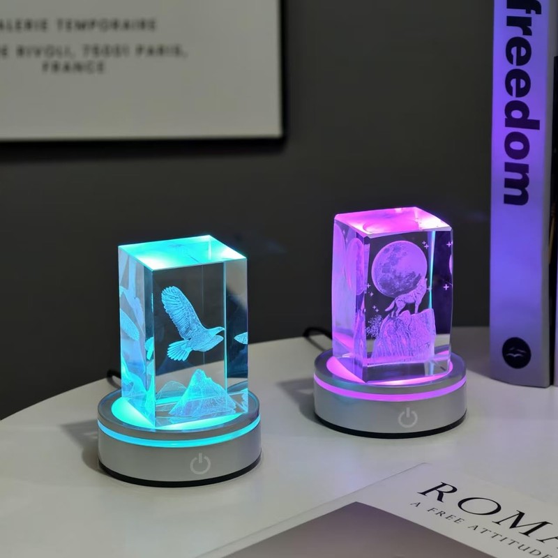 LED Light Base Lighted Display Stand for Crystal, 4 Pack