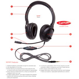 Califone NeoTech Plus 1017MT Premium, Over-Ear Stereo Headset with Gooseneck Microphone, 3.5mm Plug, Black
