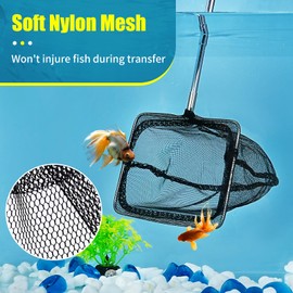 AQUANEAT Aquarium Net with Extendable Long Handle, Adjustable Wastes Skimming Cleaning Tools for Fish Tanks, 5 inch