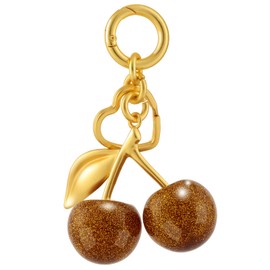 Gold Cherry Bag Charms Keychain, Cute Heart Shaped Purse Charms for Women, Handbag Accessories, Stylish Gift.