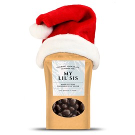Little Sister Dark Chocolate Almonds - Gourmet Candy Gifts for Little Sisters - Cute Sibling Gifts for Girls, Christmas Stocking Stuffers for Teen Girls, Kepperton American Made Sweets