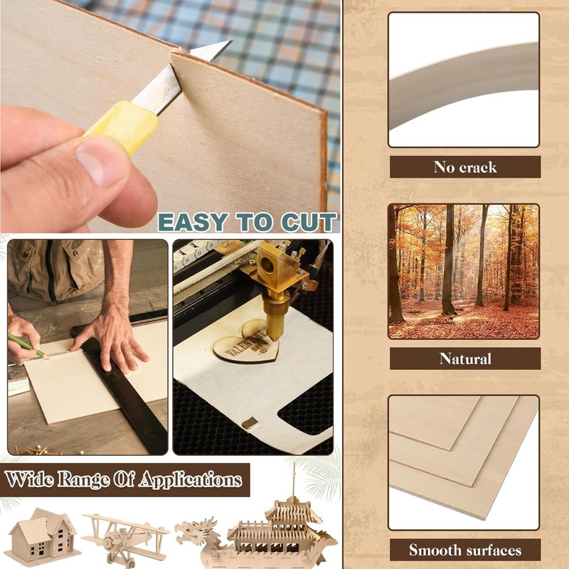 MFCGHXR Balsa Wood Sheets 10 Pack - Premium Plywood Squares