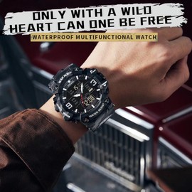 Military Watch Digital Watch Men's Digital Watch 5 ATM Waterproof Military Watch Tactical Men's Watch Black Green Boys Sports Watch Men Outdoor Chronograph Men's Stopwatch Sports Alarm Clock