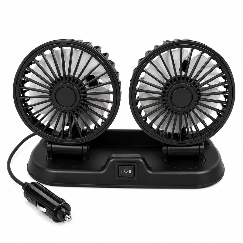 Dual-Head Car Cooling Fan – 2-Speed Adjustable USB Auto Air