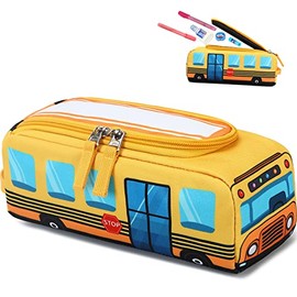 Cute Pencil Case for Kids Girls Boys Pencil Pouch kawaii Pen Pencil Box Bag Holder for School Students (Yellow School Bus)