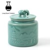 LONG QUAN CELADON Ceramic Food Storage Jar with Elephant Lid,