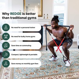 Redge Fit™ Complete Portable Full Body Home Gym Park Workout Set | 6 Tension Bars + Black Waist Belt-Small
