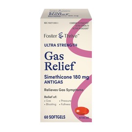 Foster & Thrive Gas & Bloating Relief, Ultra Strength, Simethicone 180mg, Fast Relief of Digestive Discomfort, Works in Minutes, 60 Softgels (Pack of 2)