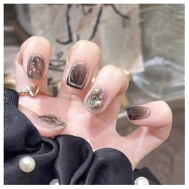 Lwenjing ネイルチップ 24枚入 手作りネイル ショート 春夏 人気 和風 かわいい シンプル おしゃれ 花嫁ネイル 光沢 つけ爪 両面テープ 成人式 入学式 卒業式 結婚式 ネイルチップ MJ285