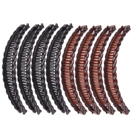 Pack of 8 Banana Hair Clips, Fish Shaped Ponytail Banana Clips, Retro Banana Clips, Ponytail Banana Clips Hairpins, Suitable for Thick Hair and Fine Hair (Black + Coffee)