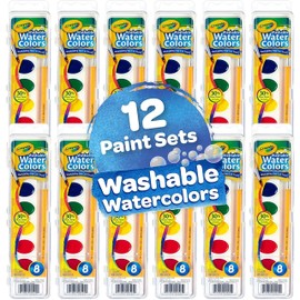 Crayola Washable Watercolor Paint Sets for Kids (12ct), Bulk Classroom Art Supplies for Preschool & Kindergarten, Classroom Learning Activities for Toddlers
