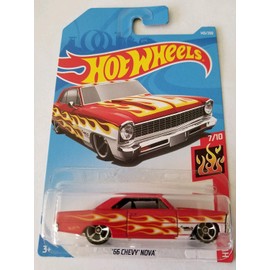 Hot Wheels 2019 Hw Flames 7/10 - '66 Chevy Nova (Red)