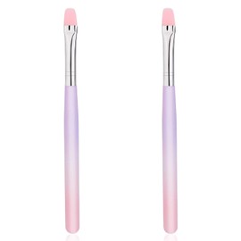 2pcs Nail Clean up Brushes, Painting Brushes for Nails with Round & Flat Head Pen Painting Tools for Nail Design & Polish Mistake Cleaning
