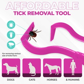 Rubigo 3 Pack Tick Remover Tools For Dogs, Cats, Humans. | Quick Safe And Painless Removal Of All Tick Sizes. 3 Different Sized Strong Plastic Tick Removers | For All Pets (Pink)