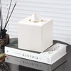MEIBOOCH Square Tissue Box Cover, Luxury PU Leather Tissue Holder