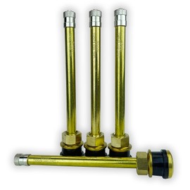Haltec Four TR573A 4 3/8 inch Straight Truck and Bus Tire Brass Valve Stems for 22.5 and 24.5 Wheels with 0.625 (5/8 inch) inch Valve Holes. TV-573A Valve Stems.