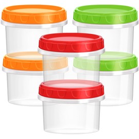 TOFLEN Reusable Small Freezer Containers 8 Oz Plastic Food Storage Containers with Screw On Lids, Leakproof & Airtight, Freezer Safe, Dishwasher Safe, Set of 6 Multicolor