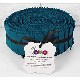 Soimoi 40Pcs Solid Teal Blue Cotton Precut Fabrics for Quilting Craft Strips 1.5 Inches Jelly Roll