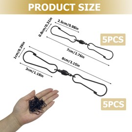 10 Pack Swivel Clip Hanging Hooks, Black 360 Wind Spinner Hooks 2Size Accessories for Wind Spinner Swivel Hooks Clips for Spinning Windsocks, Kites, Flower Pots, Bird Feeders, Flags (9CM+7CM)