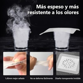 Tapa Coladeras para Regadera Silicona 4 Piezas Tapas de Plástico de Coladera Cuadrados Cubiertas para Coladeras de Desagüe Antiolor Anticucarachas par