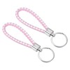 PATIKIL Braided Leather Keychain, 2 Pack PU Key Ring Woven