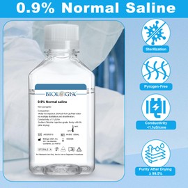 CryoKing 0.9% Normal Saline Solution, 0.1um Filtration Sterilized SPSS Buffer for Lab Use, DNase/RNase/Protease/Pyrogen Free, Ready-to-Use, 500ml/Bottle, 2 Bottles/Case (1000ml Total)