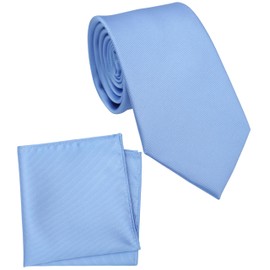 ZENXUS - Conjunto de corbata regular y bolsillo cuadrado para hombre, color sólido, 8 cm de ancho estándar, 12 azul cielo, Regular