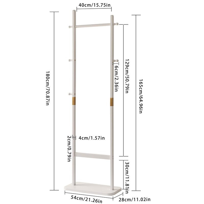 Aibiju Clothing Rack for Hanging Clothes, White Freestanding Clothes Rack