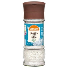 Ostmann Spices - Coarse Sea Salt in the Mill | Refillable Salt Mill for Seasoning at Table | 130 g in Glass