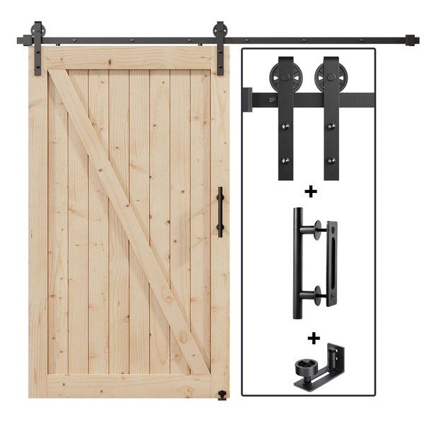 EaseLife 8FT Sliding Barn Door Hardware Track Kit & Handle,Big