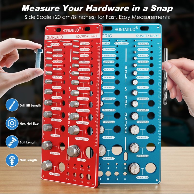 68 Nut and Bolt Thread Checker Standard and Metric,Bolt Size