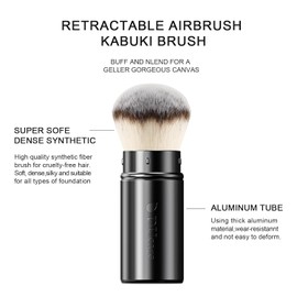 DUcare Retractable Airbrush Kabuki Brush for All Face Makeup & Foundation for Liquid, Cream and Powder Face Makeup With Aluminum Handle