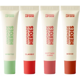 Handmade Heroes Brillo De Labios Vegano 100% Natural Con Color Y Ácido Hialurónico. Barra De Labios Ligera, Hidratante Y Suave Para Labios Secos. Regalos De Navidad. Set De 4 Unidades.